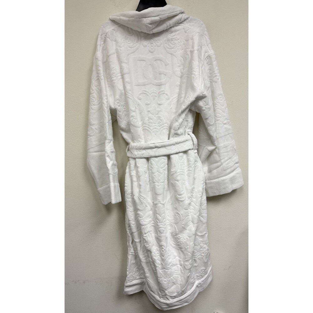 Dolce & Gabbana Casa Dg Logo Jacquard Bath Robe Large White $595 View 5